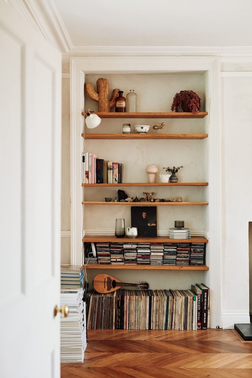 An English Cottage with a Perfect Kitchen 2 niche-built-in-shelves-music-collection-nordroom