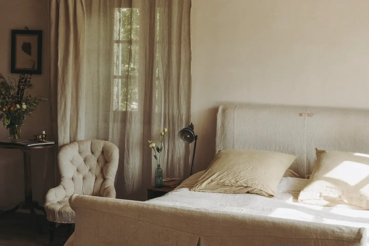 Provencal Maison Aumône is the Perfect French Country House 8 serene-light-colored-bedroom-country-house-france-nordroom