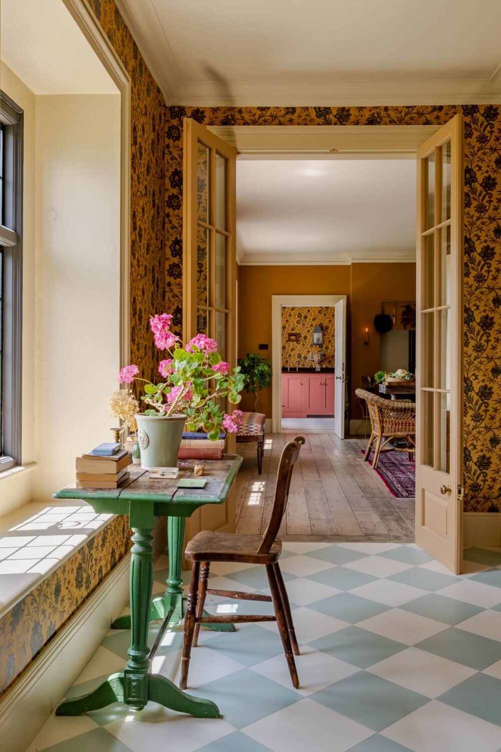 A Colorful Renovated Country House by Clarence & Graves 3 desk-house-of-hackney-wallpaper-nordroom