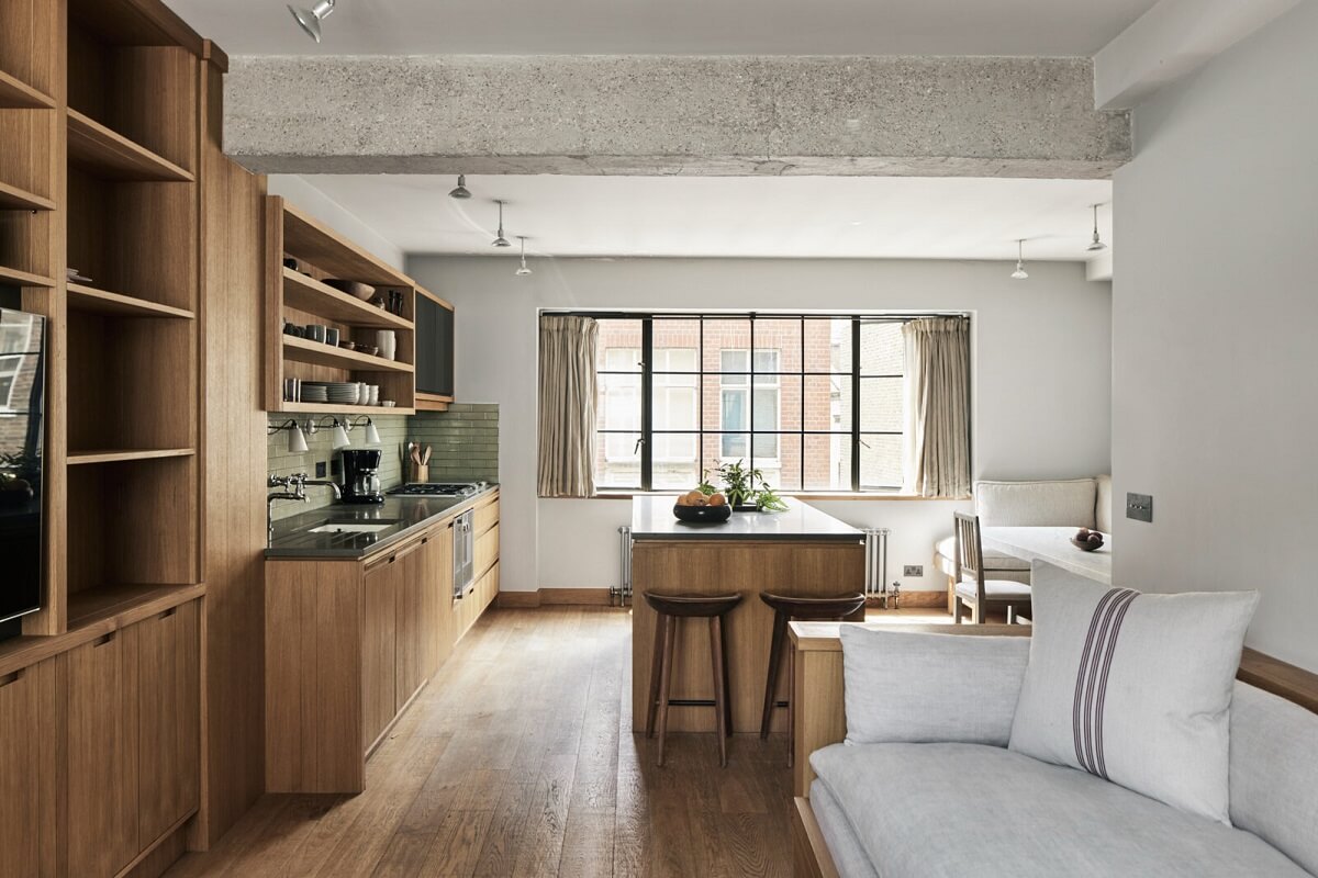 A Modern London Home with Custom Built Oak Furniture 1 open-plan-living-room-kitchen-oak-cabinets-nordroom