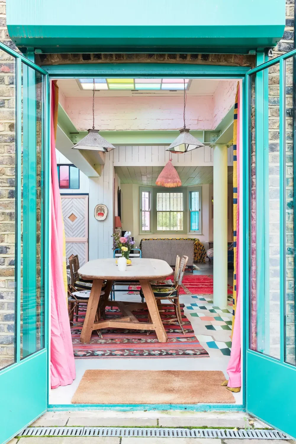 Best of 2023: Dining Rooms 11 green window trims dining space