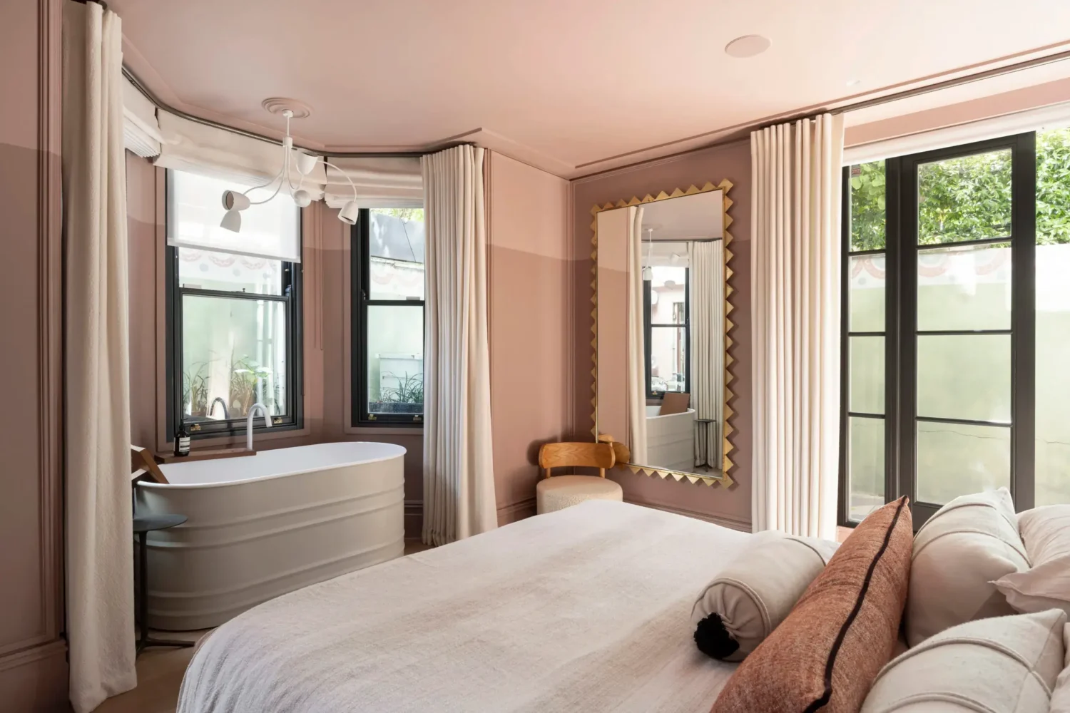 Best of 2023: Bedrooms 10 pink-bedroom-bay-window-freestanding-bath-nordroom
