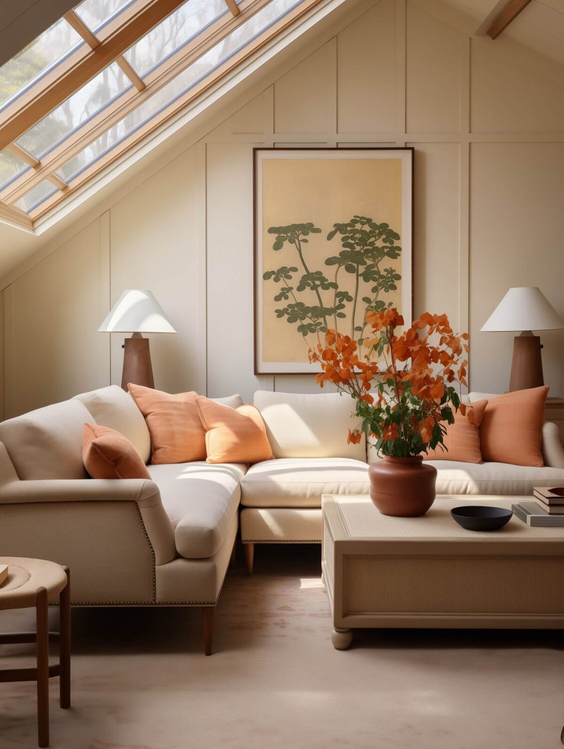 Best of 2023: Living Rooms 40 living room with peach cushion pantone color of the year