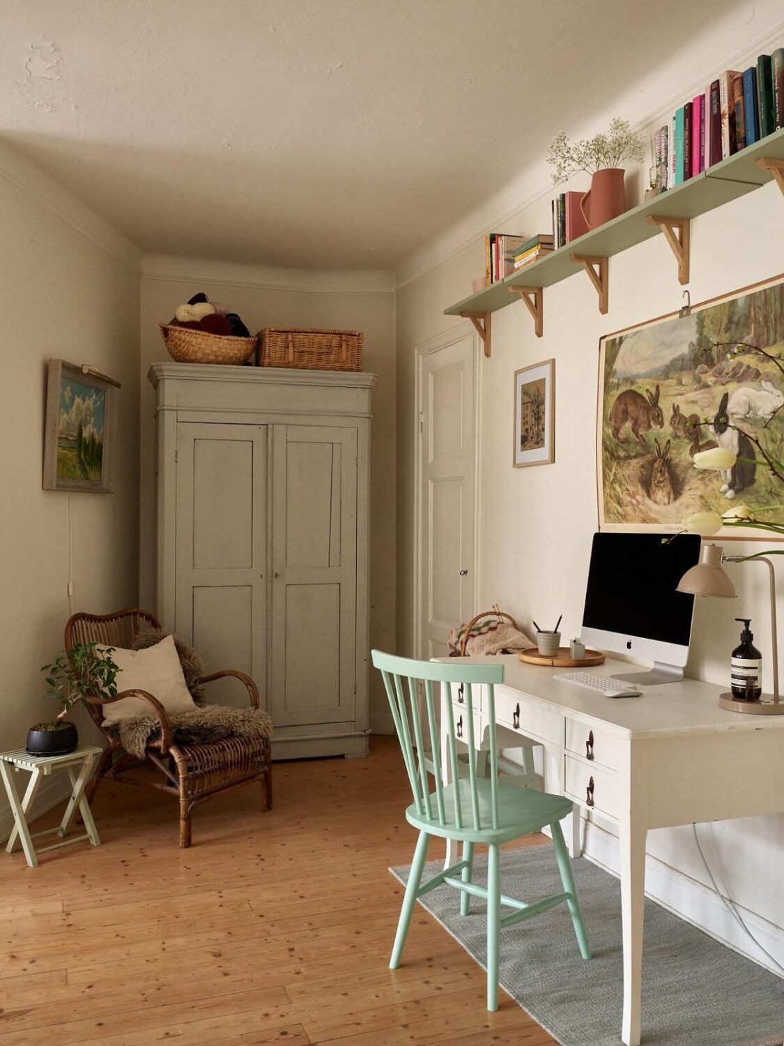 Best of 2024: Home Offices 1 home office pastel blue chair shelves nordroom