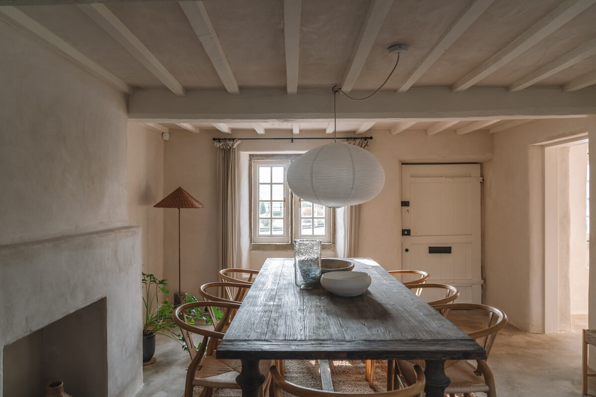 Contemporary Interiors in a Historic English House 1 cottage dining room with low ceiling