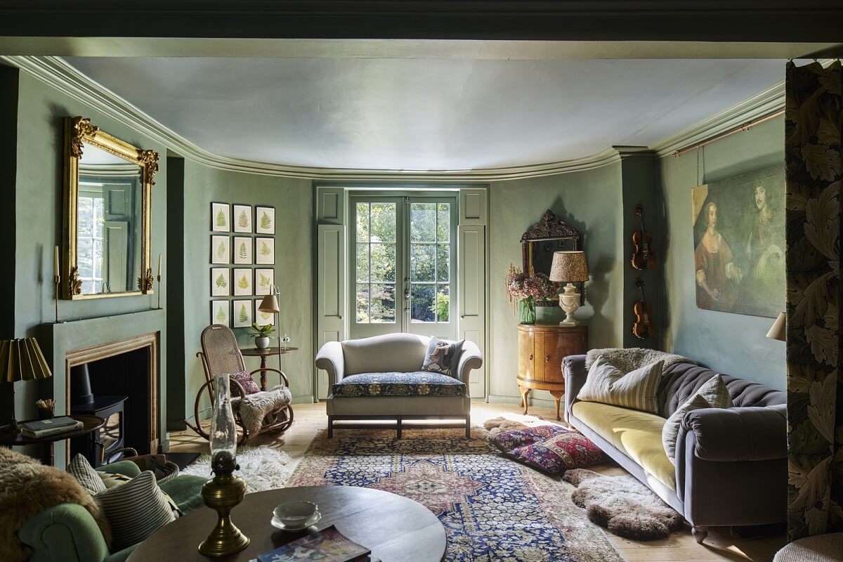 Best of 2024: Living Rooms 25 green living room with fireplace in london townhouse