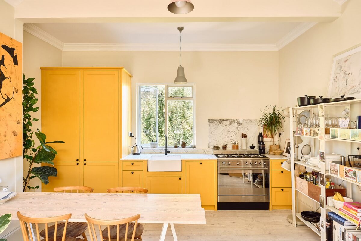 Colorful Kitchen Designs That Brighten Up Your Home 5 kitchen painted india yellow farrow and ball nordroom