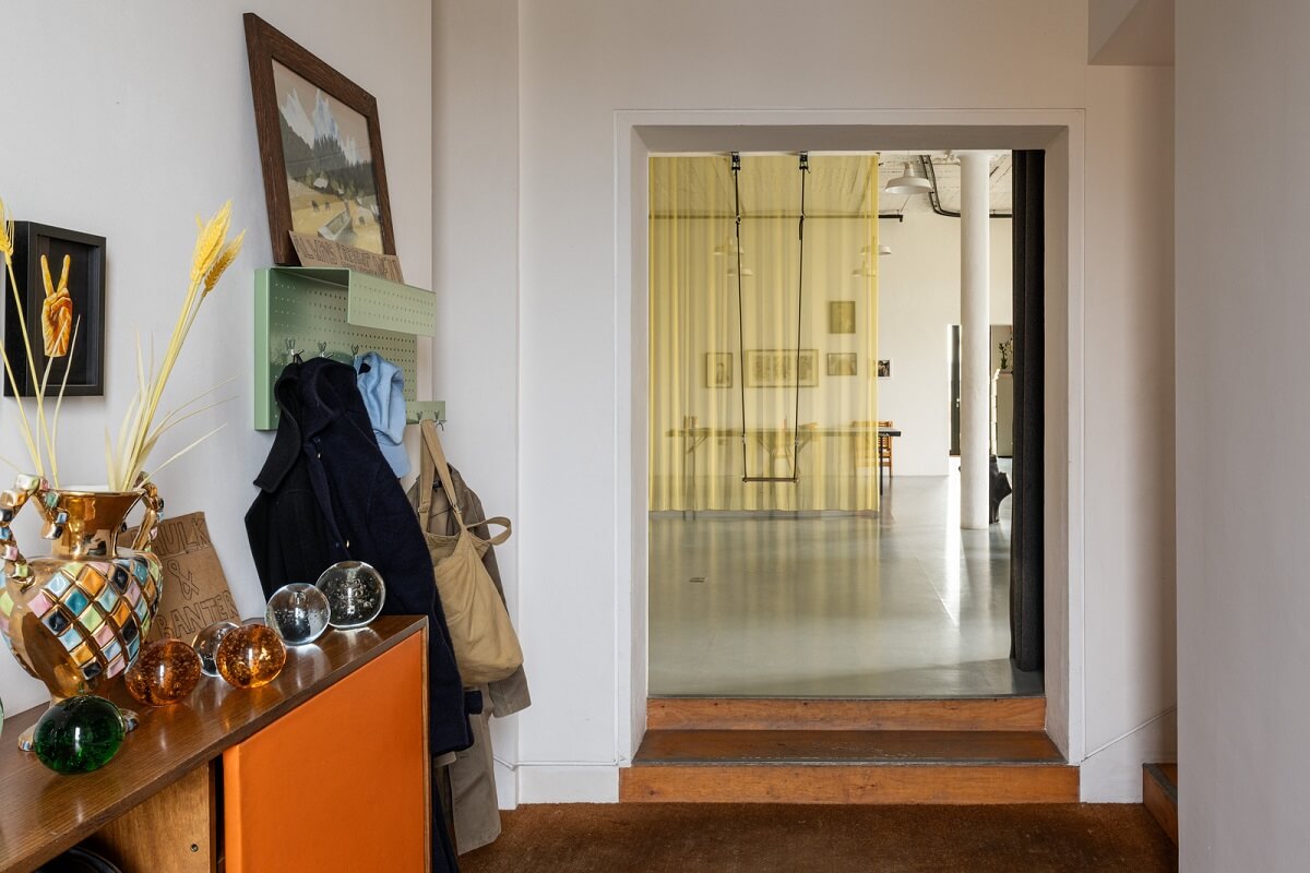 An Industrial English Loft with Yellow Color Pops 18 loft hallway An Industrial English Loft with Yellow Color Pops