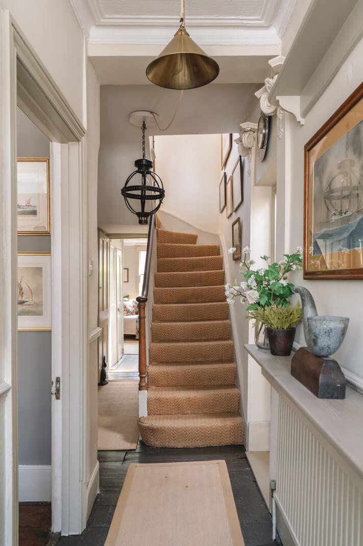 A Warm Muted Color Palette in a Victorian House 25 historic hallway gray floor