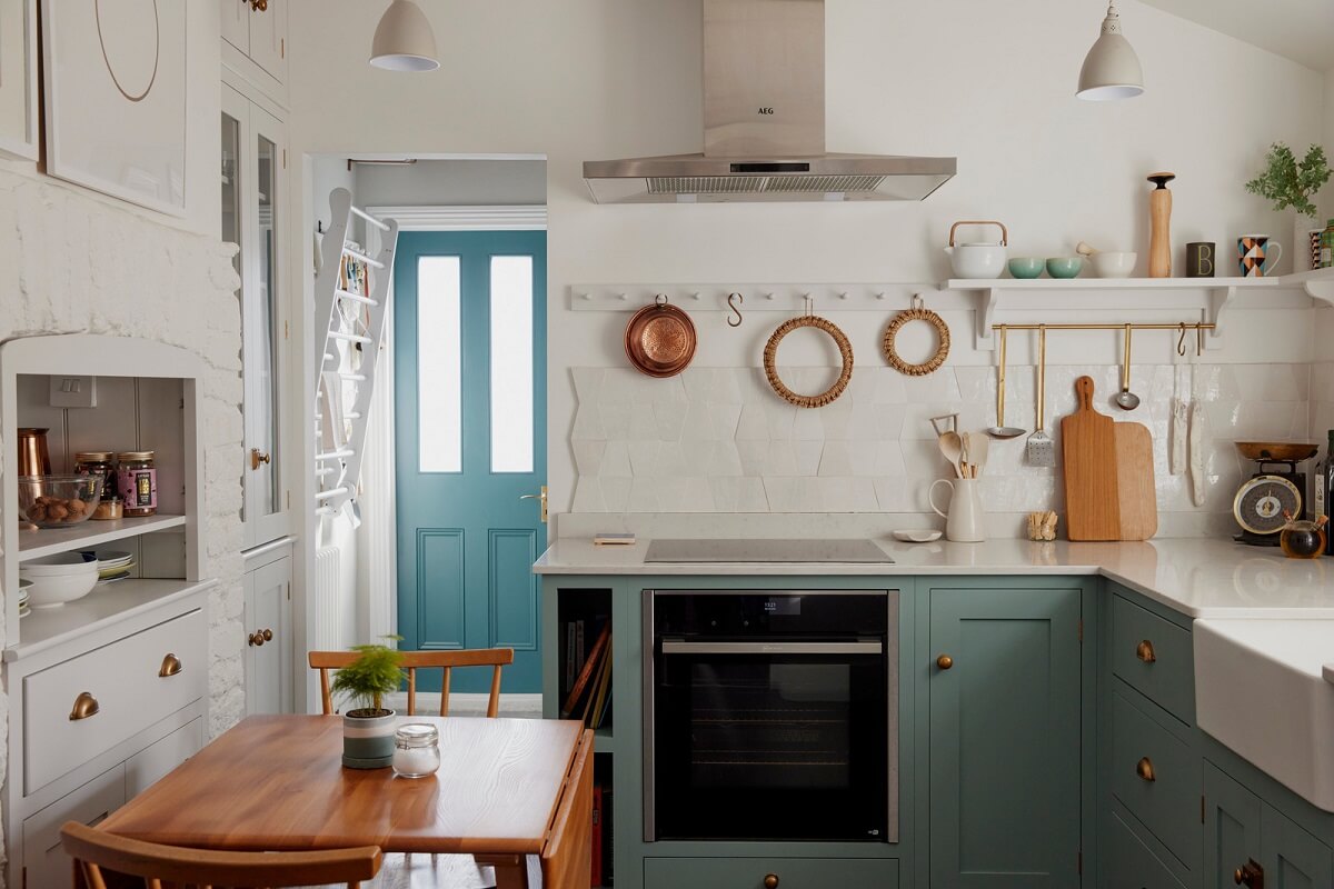 A London Maisonette with A Light Blue deVOL Kitchen 1 light blue devol kitchen with small dining table