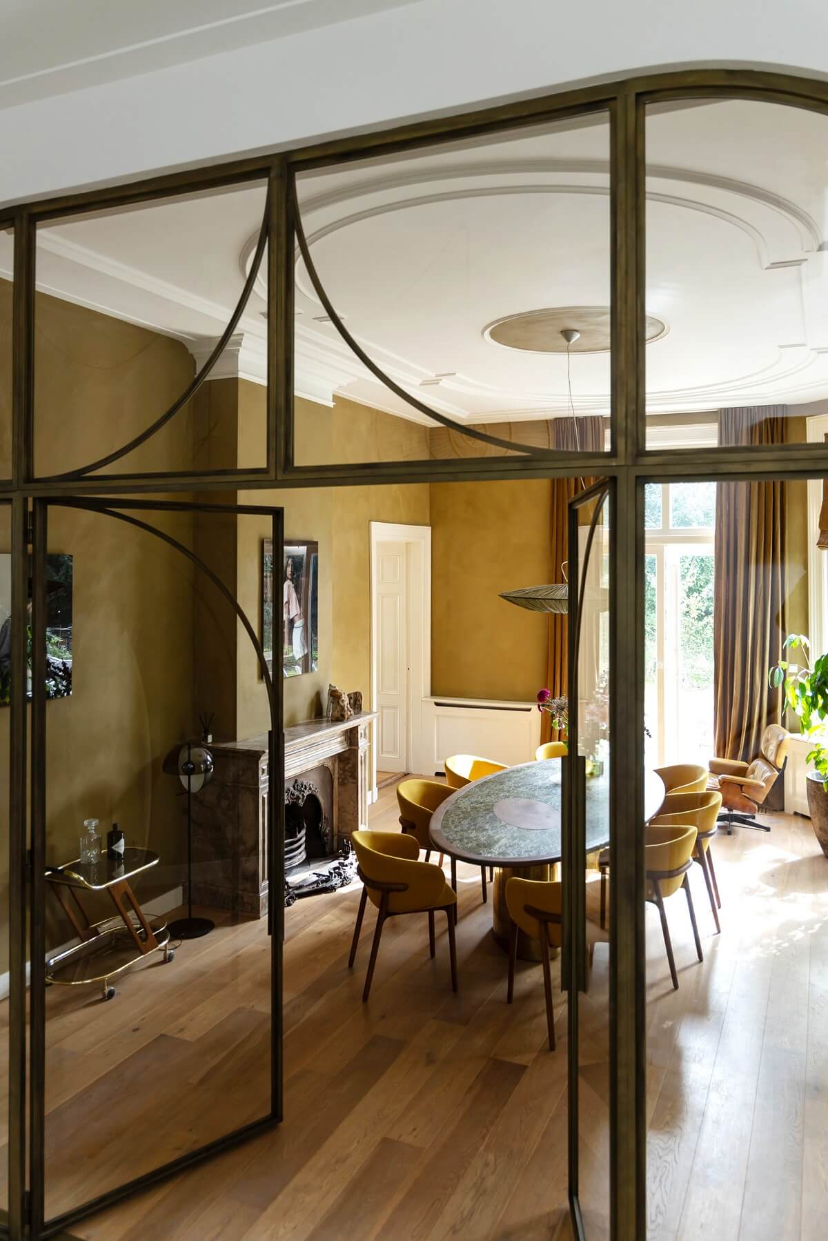 steel doors to dining room