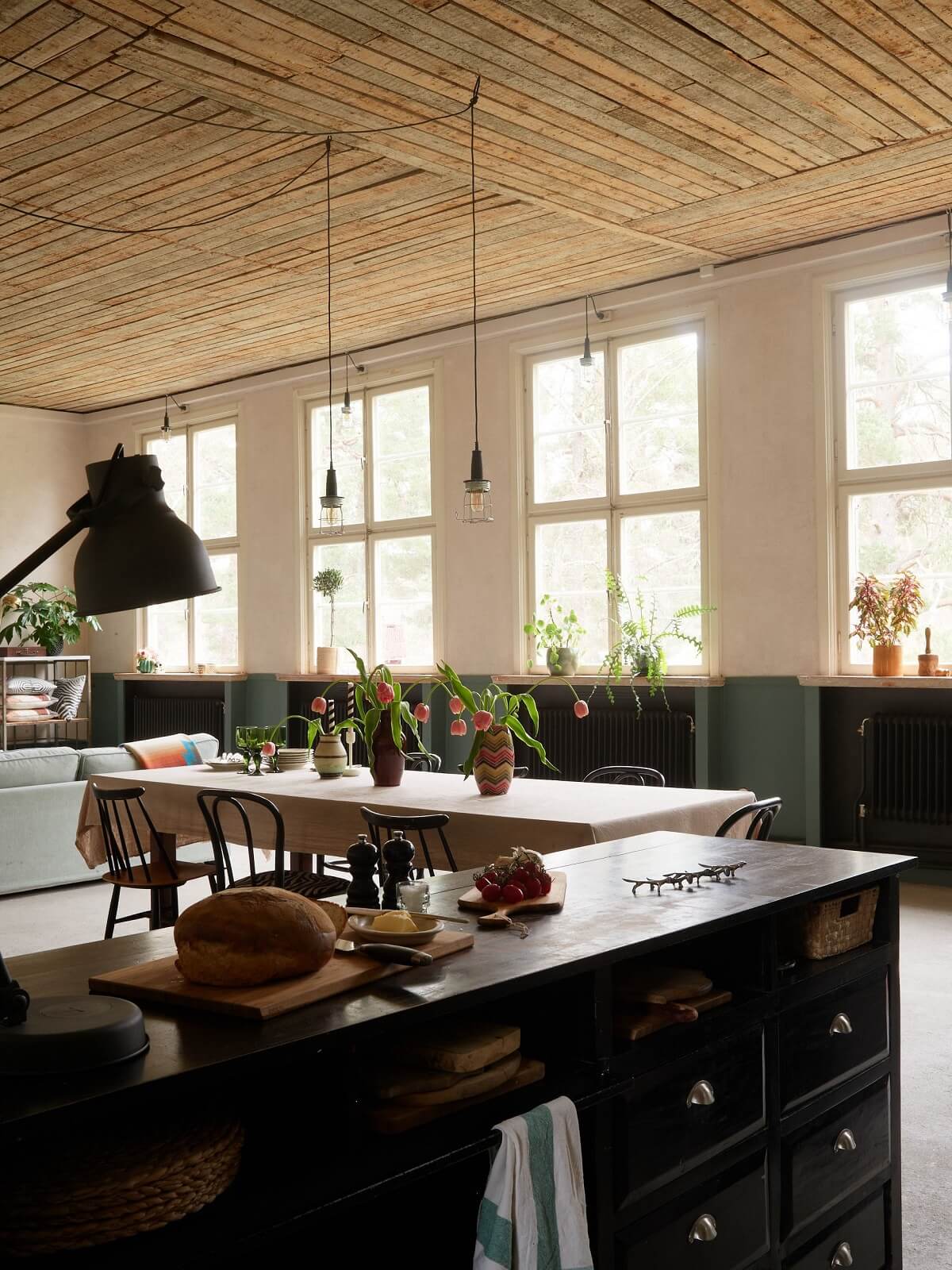 black kitchen in school conversion
