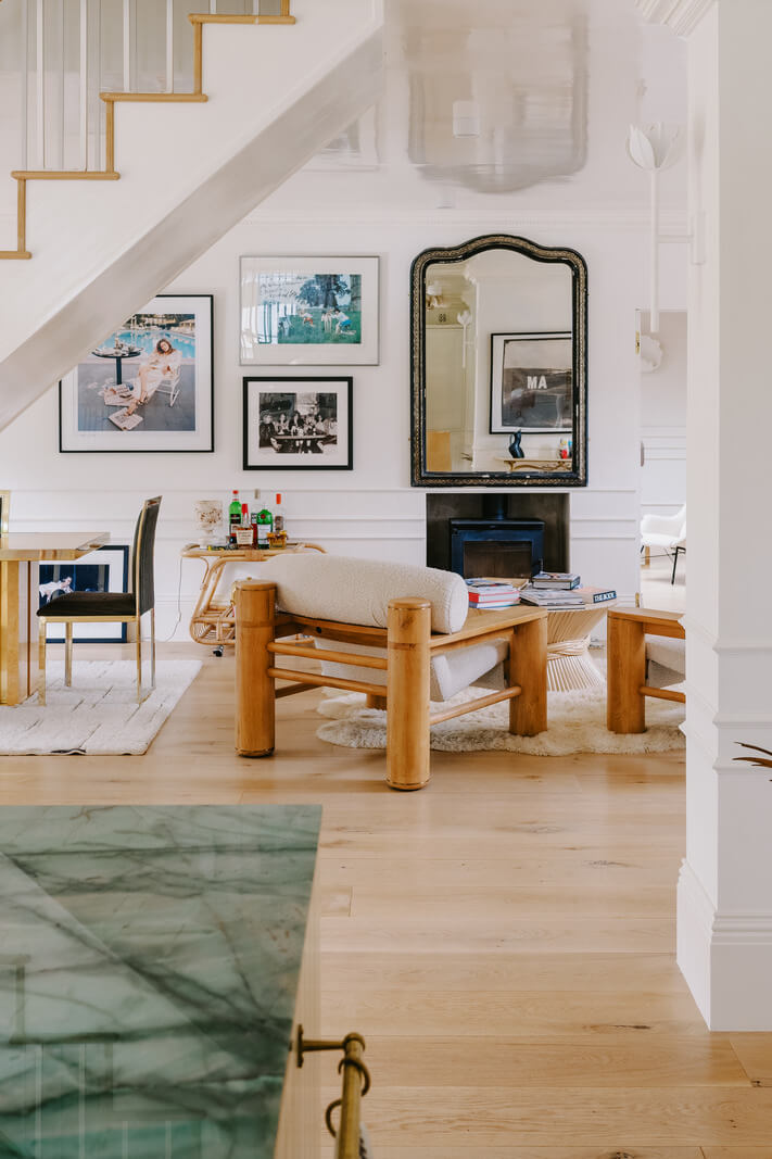 A White English House with a Beautiful Open-Plan Kitchen 9 sitting room with large mirror
