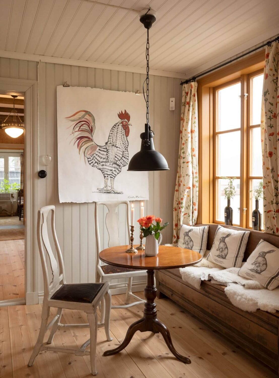 A Charming Historic Home with Views of the Lake 7 historic swedish dining area with wooden bench