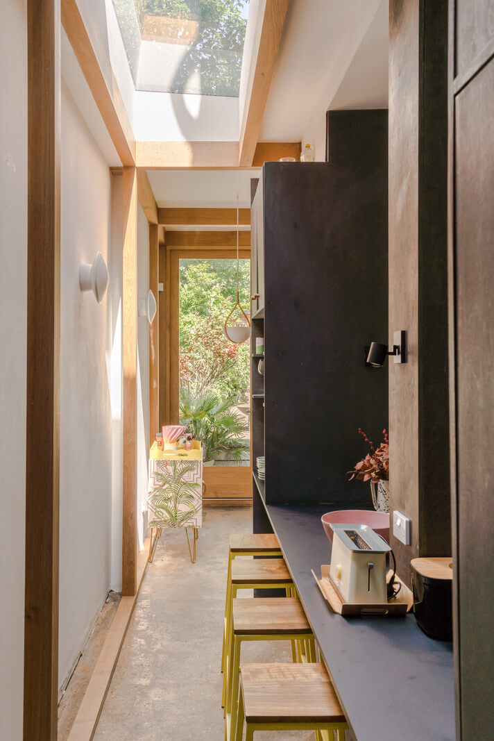 A London Home with an Oak-Framed Glazed Extension 10 kitchen bar seating