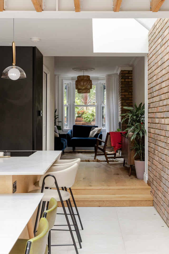 A London Terraced House with a Modern Kitchen Extension 4 kitchen view into living room