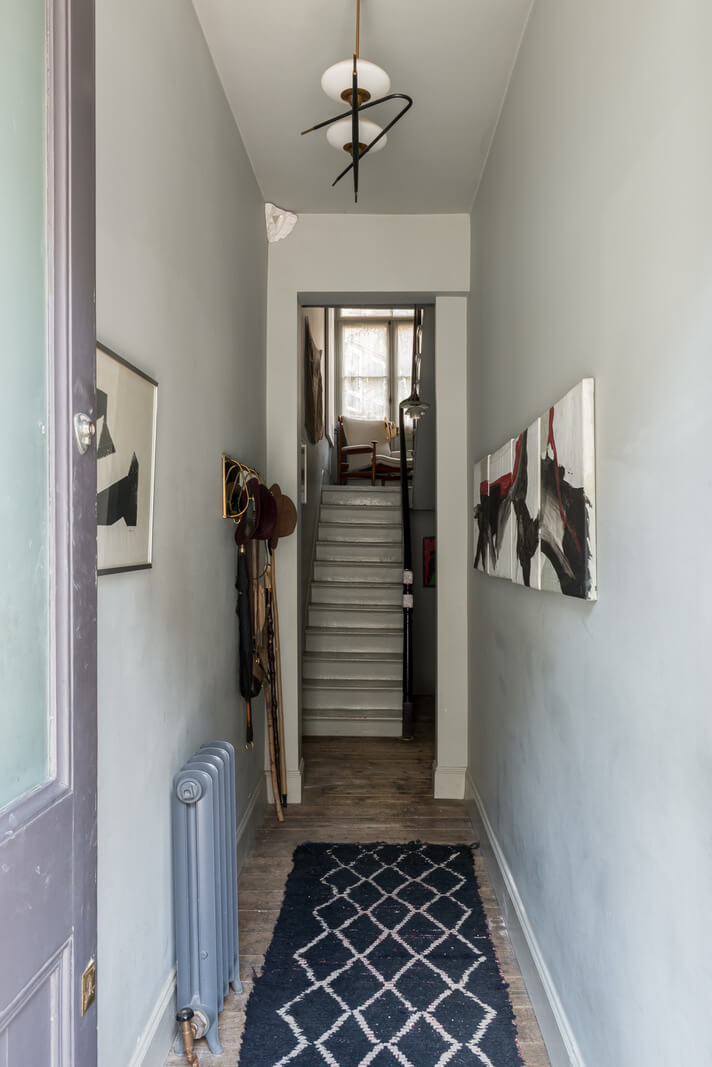 Heritage Colors and Original Details in a London Townhouse 16 narrow hallway