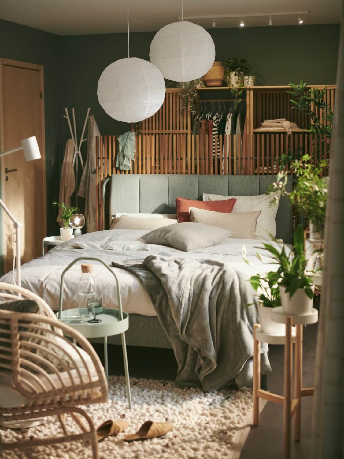 Best of 2024: Bedrooms 3 green layered ikea bedroom with bamboo furniture and walk in closet nordroom