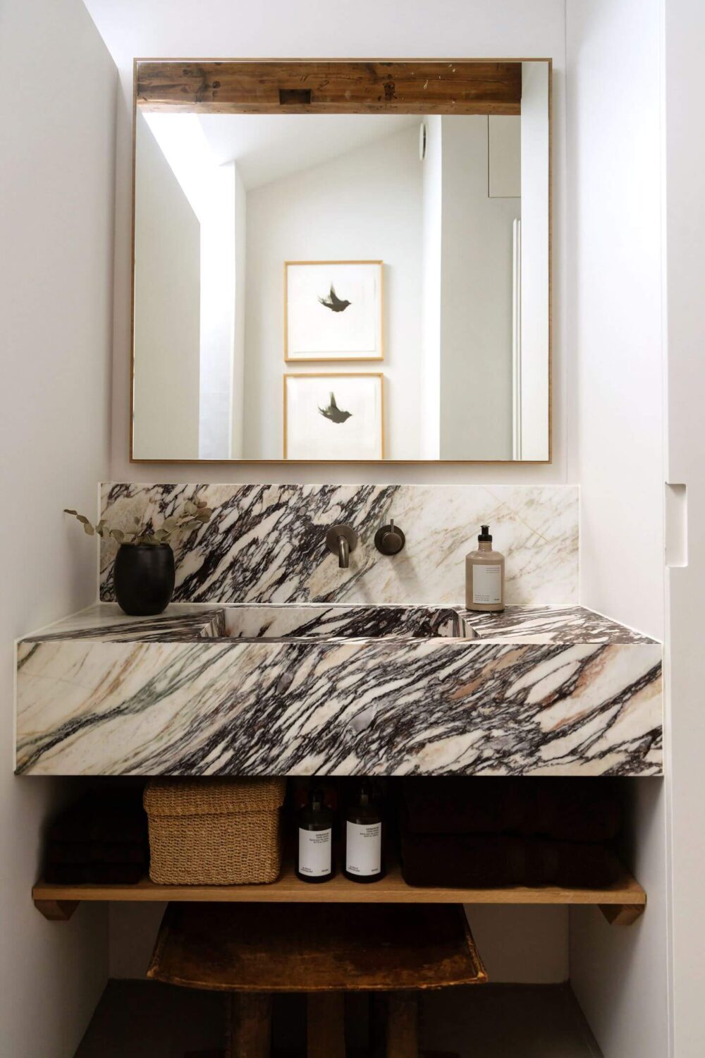 An Apartment with High Pitched Ceilings in an Amsterdam Canal House 16 marble sink
