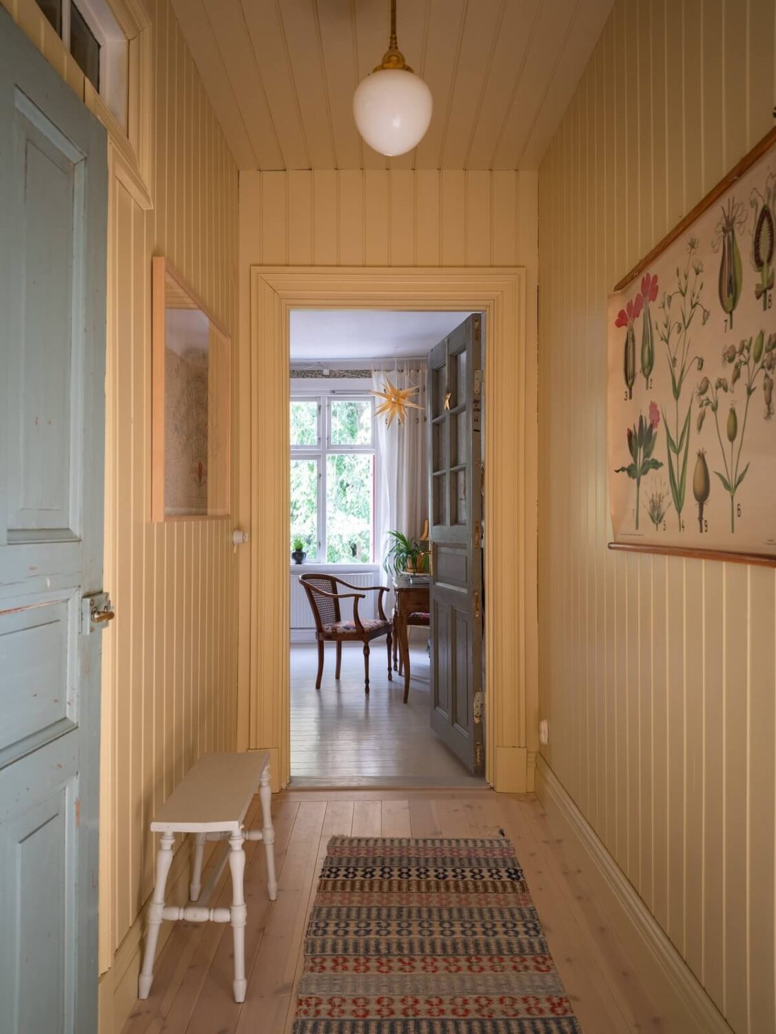 Charming Vintage Country Style in a Family Apartment in Sweden 16 butter yellow hallway