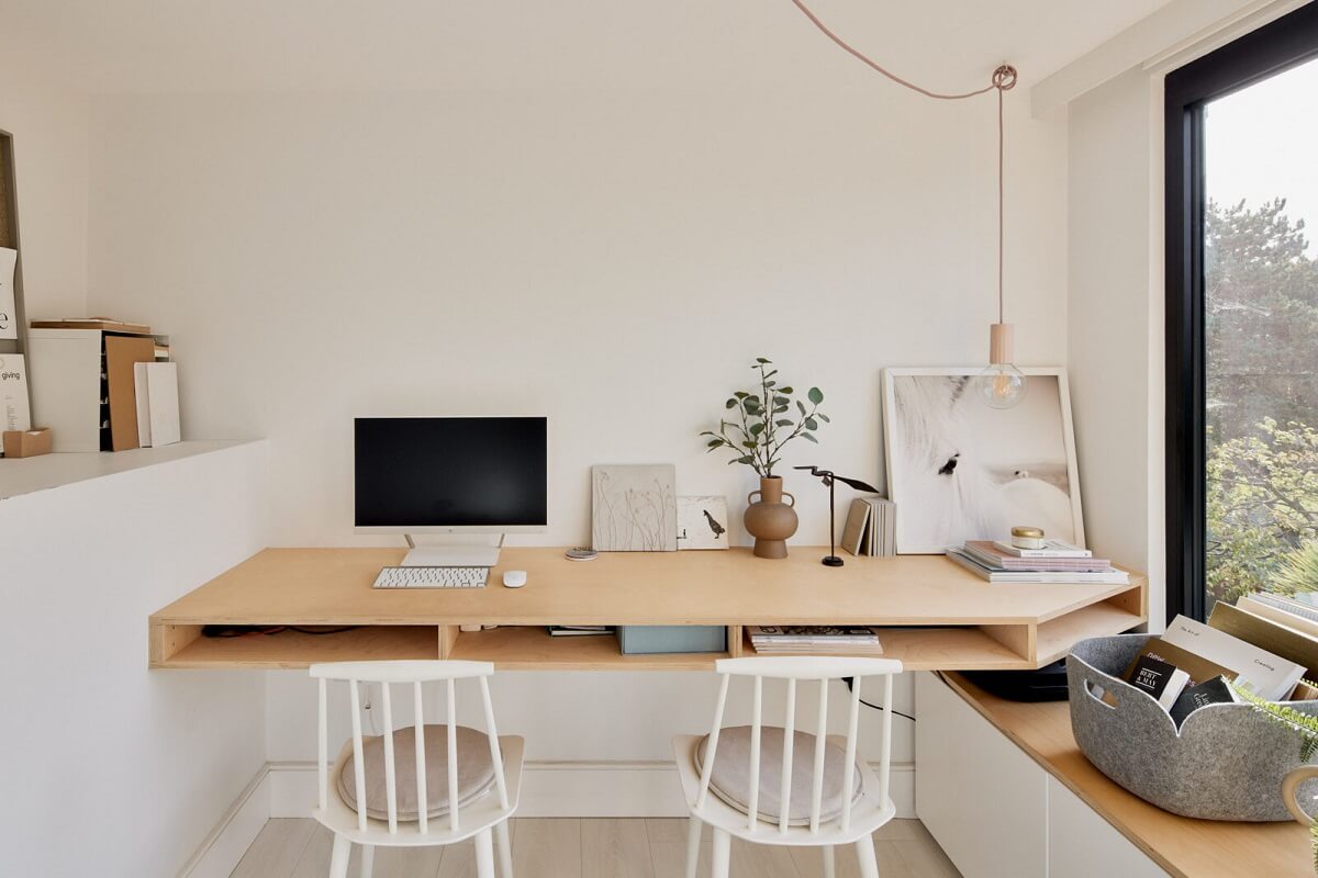 Best of 2024: Home Offices 17 modern double wooden desk and window seat nordroom