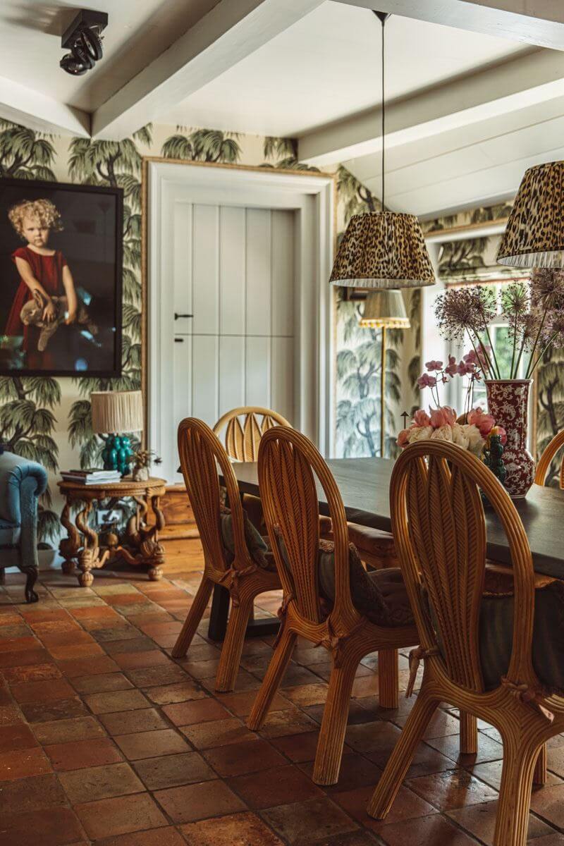 Best of 2024: Dining Rooms 16 boho style dining room stone floor wallpaper