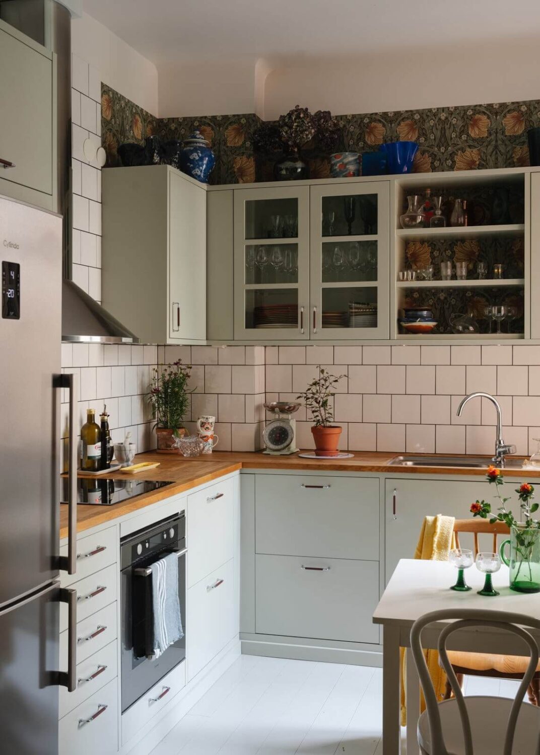 Best of 2024: Kitchens 24 charming kitchen with william morris pimpernel wallpaper nordroom