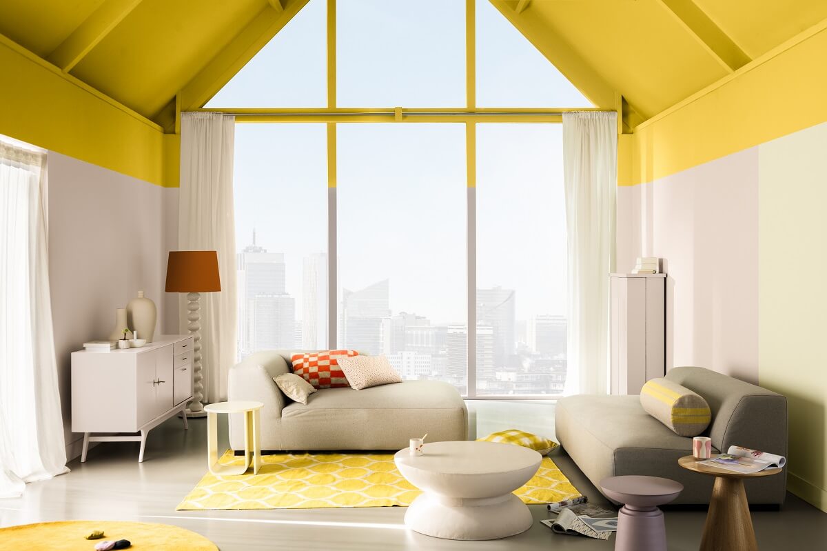 Dulux Colour of the Year 2025: True Joy 18 dulux-colour-of-the-year-2025-True-Joy-Dare living room painted ceiling