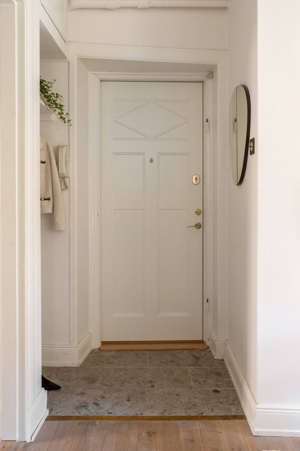 A Tiny Minimalistic Apartment in Stockholm 14 hallway with open built in closet