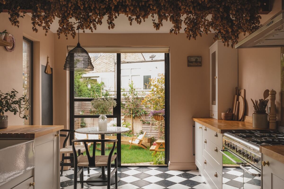 A Charming Victorian House with a Lovely Kitchen 1 kitchen with checkerboard floor