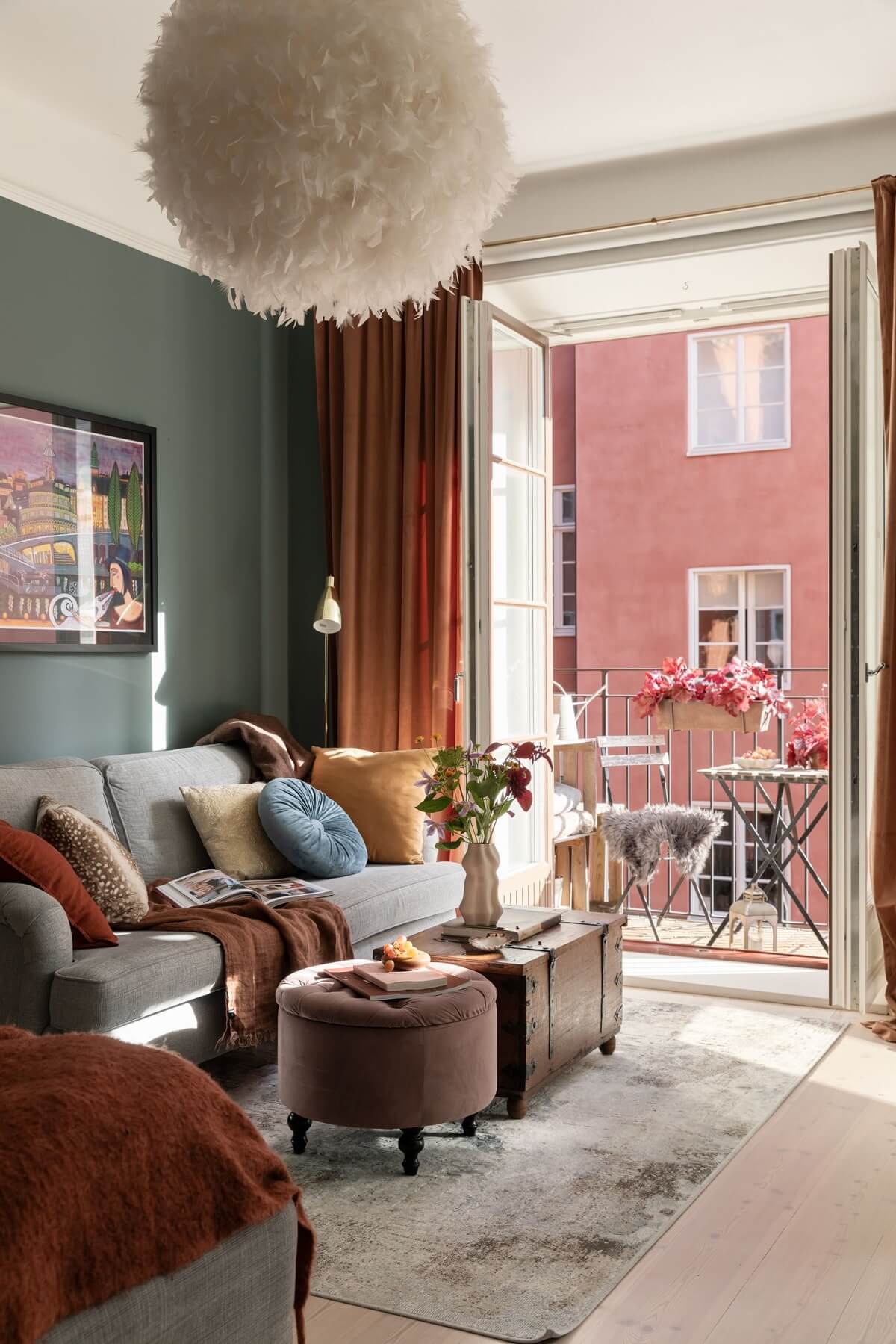 warm studio apartment with balcony