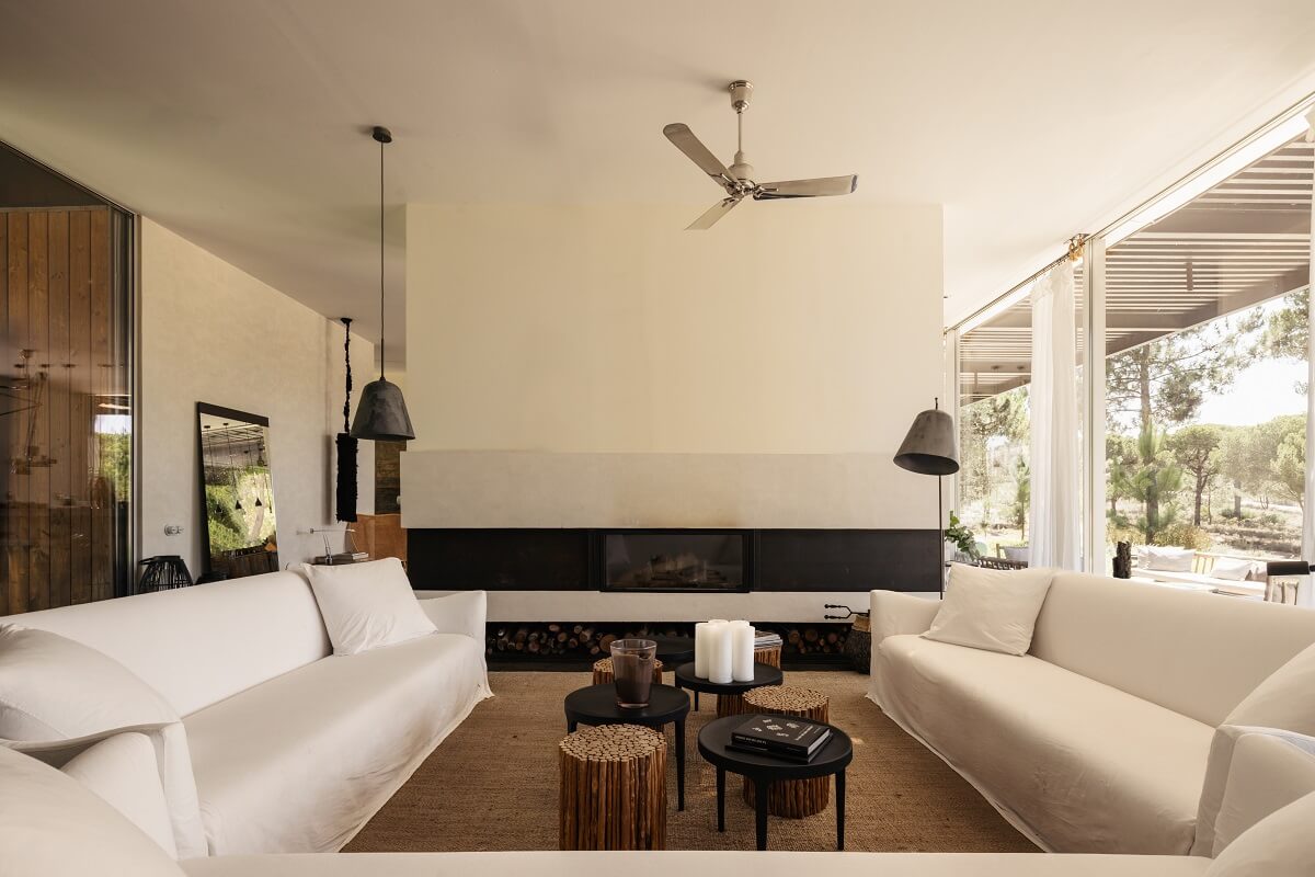 An Eco-Retreat Made from Upcycled Materials in Portugal 1 white living room An Eco-Retreat Made from Upcycled Materials in Portugal