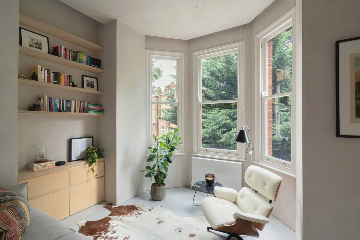 An Award-Winning Shoji-Inspired Loft Apartment in London 2 bay window small gray and wood loft apartment
