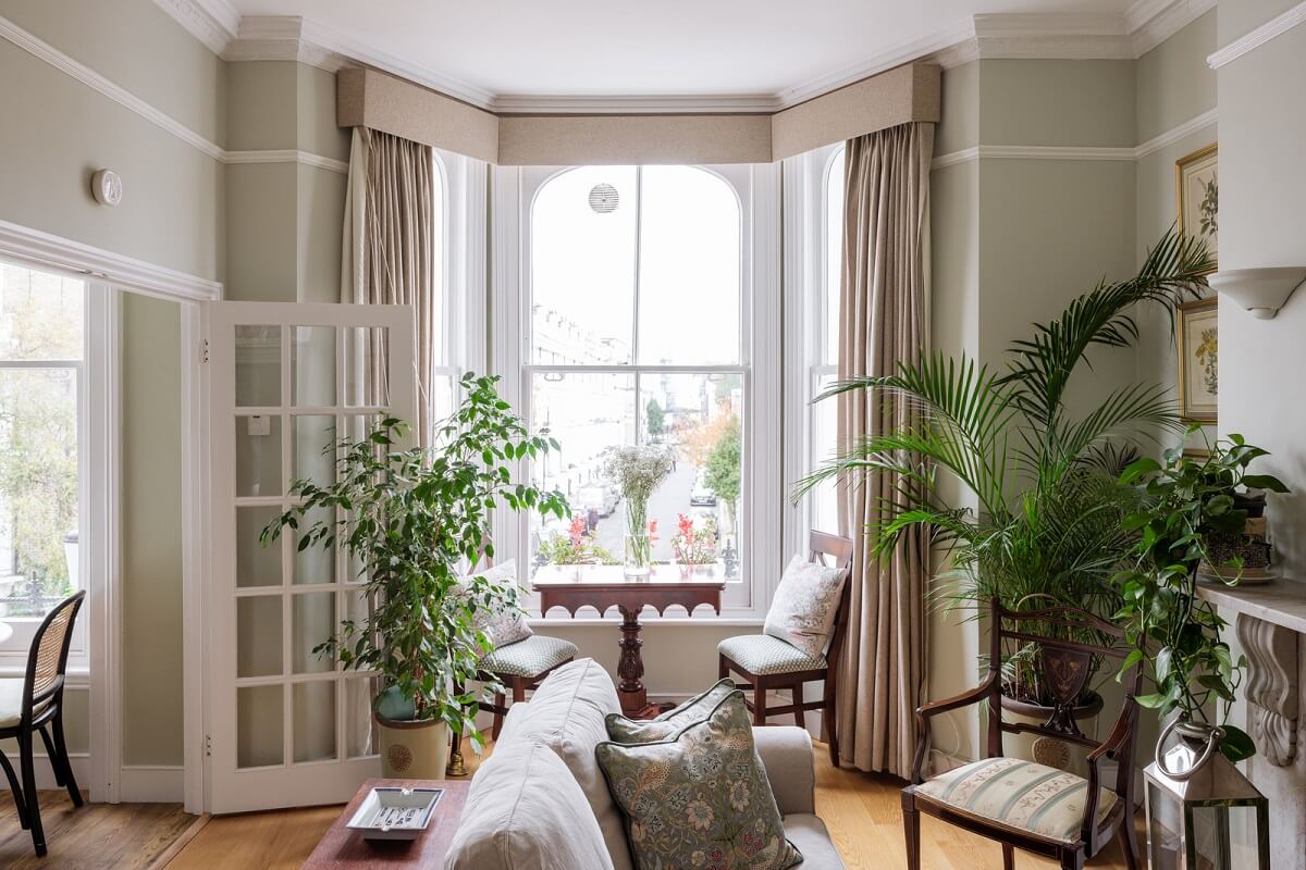 living room bay window plants