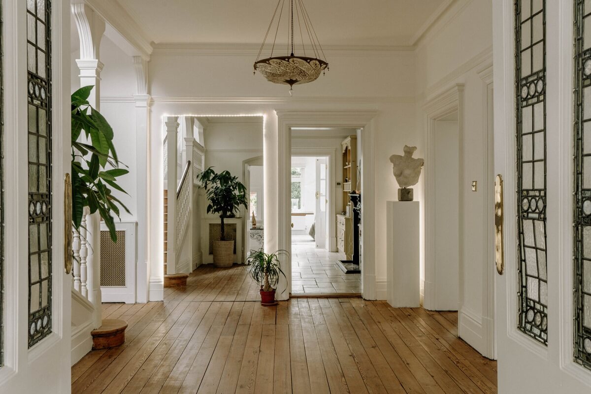 A Grand Arts and Crafts House in London 10 big hallway wooden floor period features