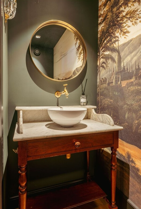 A Unique Ground Floor Duplex Apartment in Amsterdam 31 antique marble topped vanity powder room