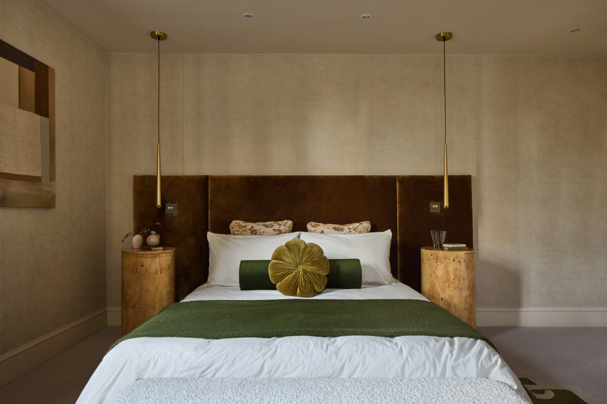 A Stunning Victorian House with Period Features and Surprising Spaces 19 bedroom custom velvet headboard