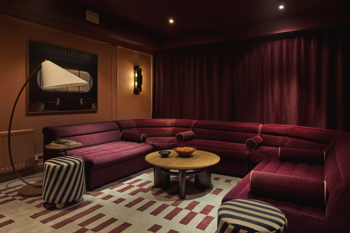 A Stunning Victorian House with Period Features and Surprising Spaces 14 cinema room velvet sofa