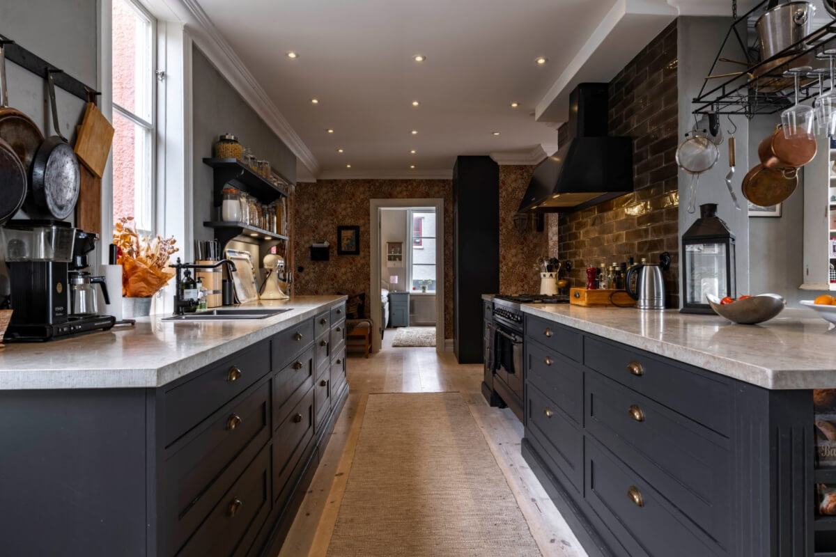 A Renovated 19th-Century Villa on Gotland 1 dark gray kitchen cabinets