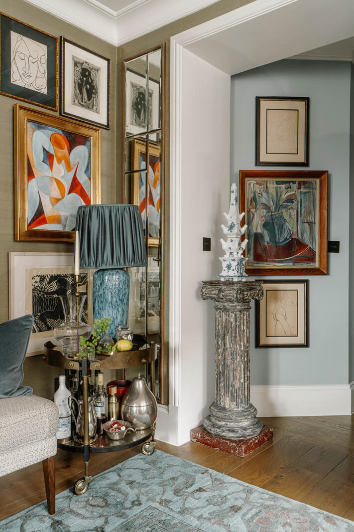 A Cozy Art-Filled Attic Apartment in London 21 hall space with art A Cozy Art-Filled Attic Apartment in London