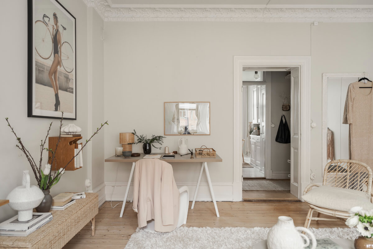 A Stylish Studio Apartment with Period Features and Large Windows 5 home office studio apartmetn
