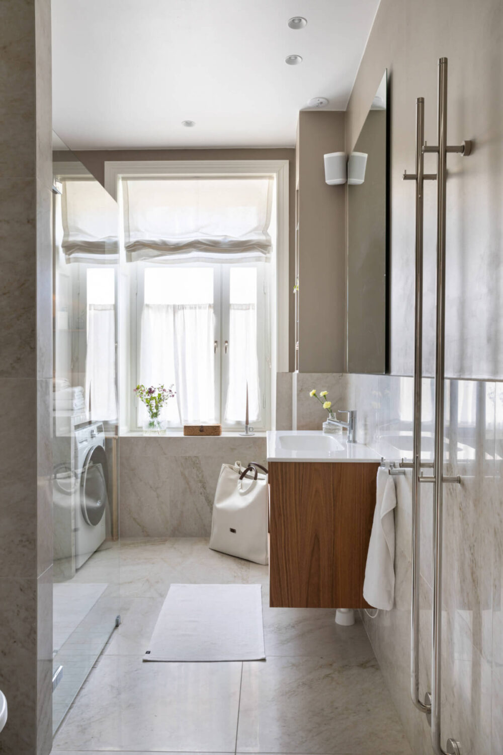 A Calm, Neutral Color Palette in a Classic Swedish Apartment 27 hotel style bathroom stockholm apartment