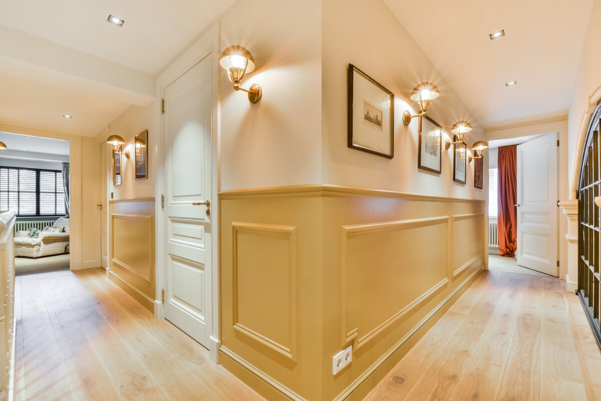 A Unique Ground Floor Duplex Apartment in Amsterdam 20 ochre yellow wall paneling