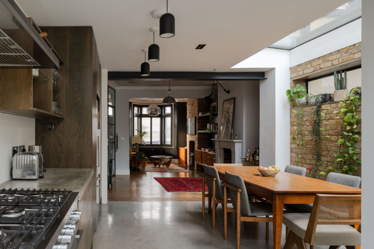 A Restored Victorian House with Exposed Brick and a Kitchen Extension 6 open plan living space with kitchen extension