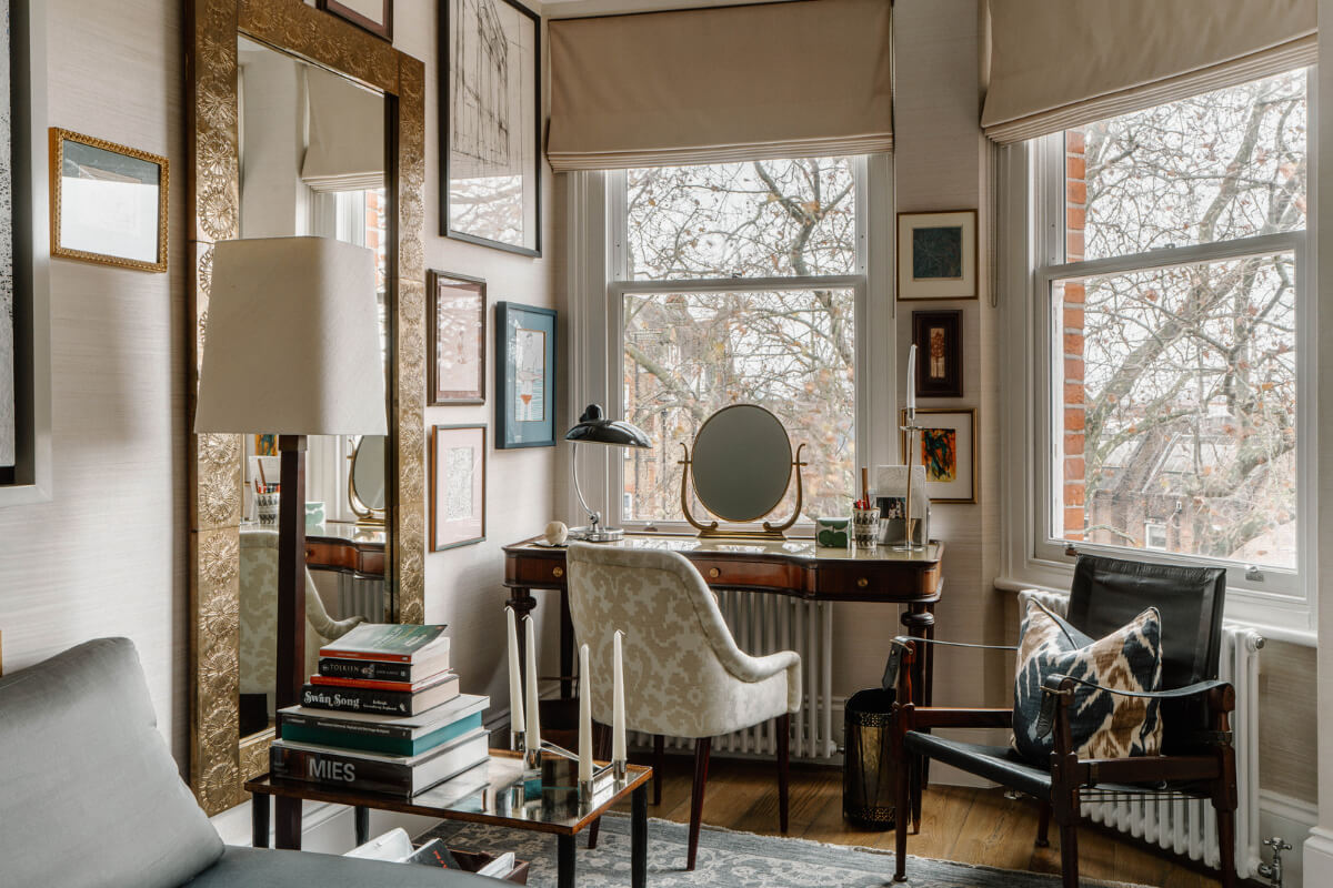 A Cozy Art-Filled Attic Apartment in London 19 vanity table
