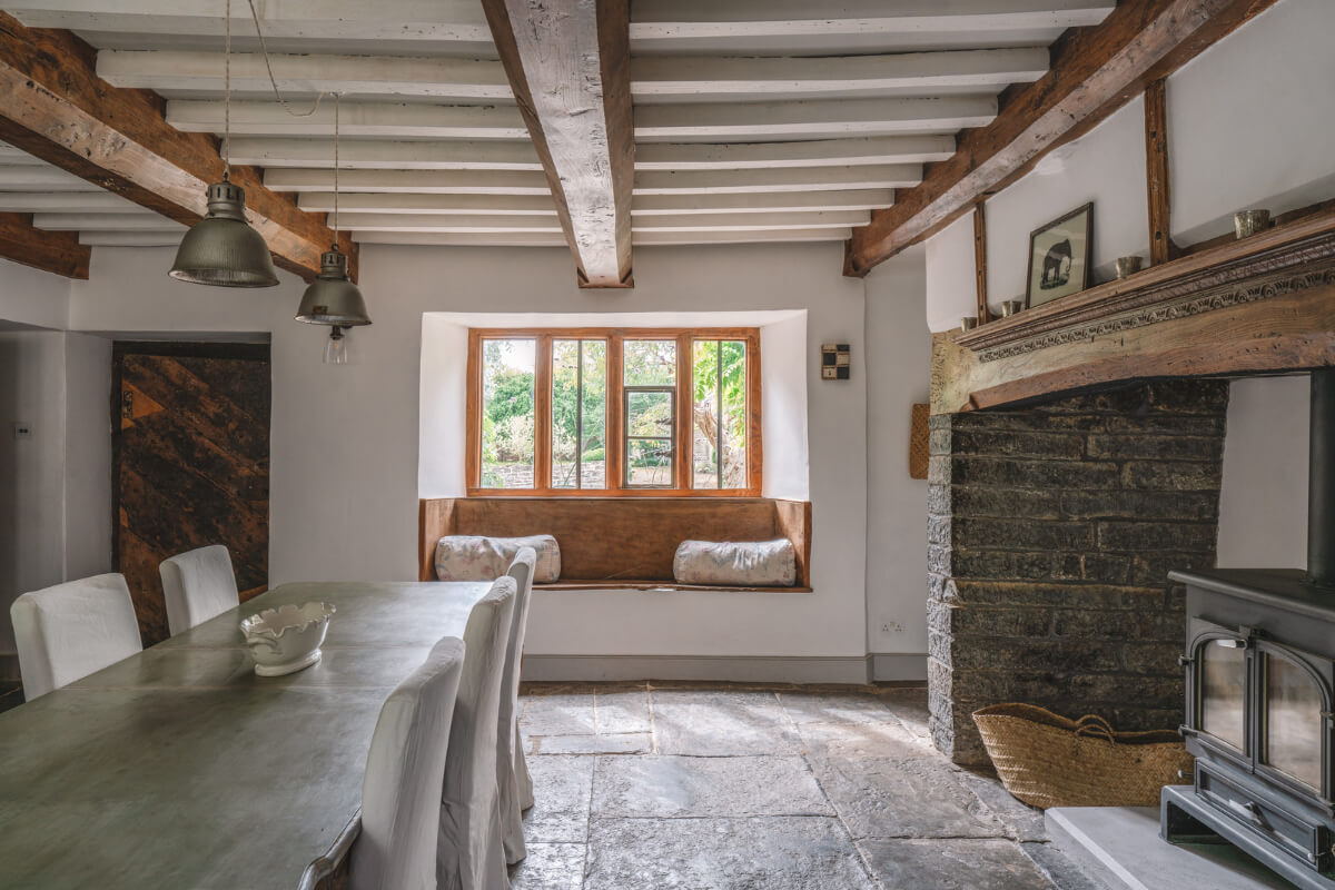 A Beautiful Renovated Country House in England 9 wooden window seat