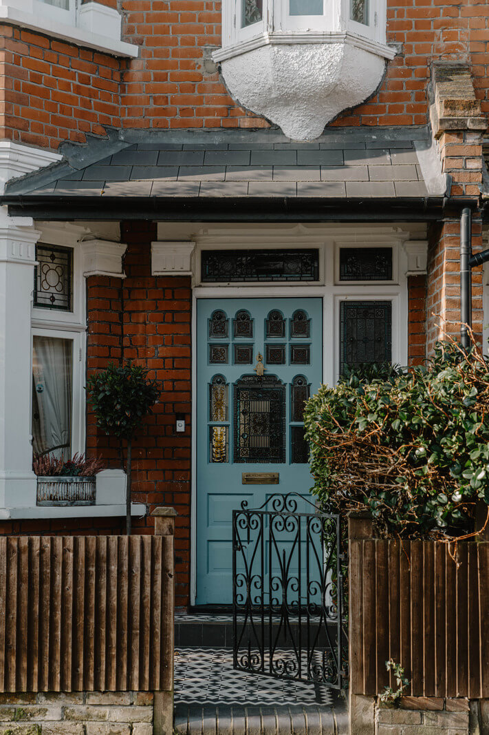 Moroccan-Inspired Designs in a Unique Artist Family Home in London 34 blue front door Moroccan-Inspired Designs in a Unique Artist Family Home in London