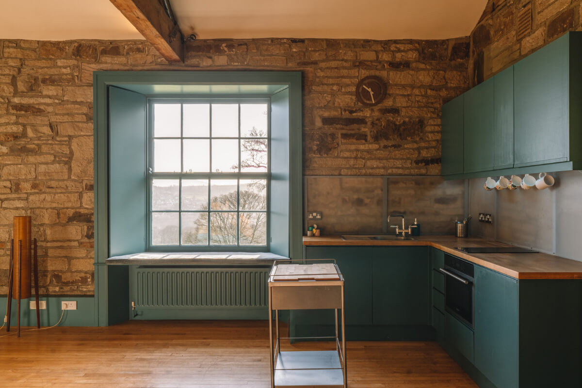 Colorful Rooms in a Regency Manor House in Yorkshire 24 blue modern kitchen and window frames