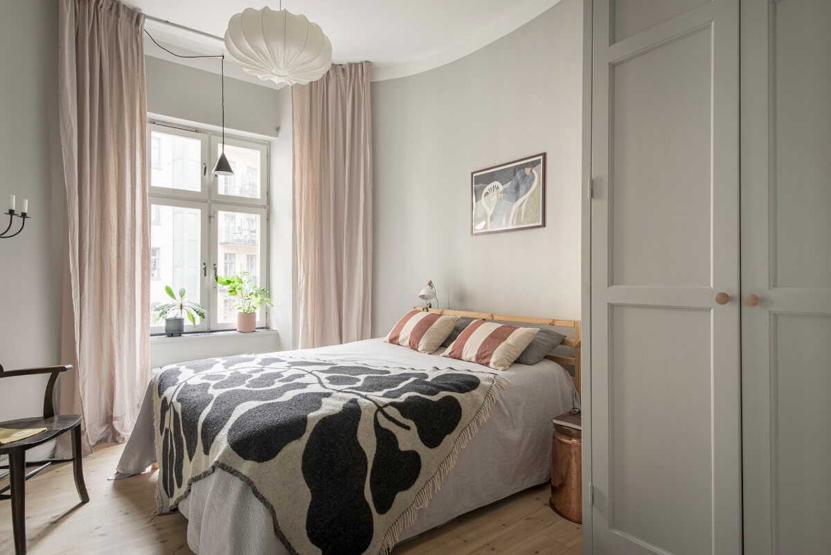 Rooms with Unique Shapes in a Lovely Swedish Apartment 16 gray bedroom wardrobes