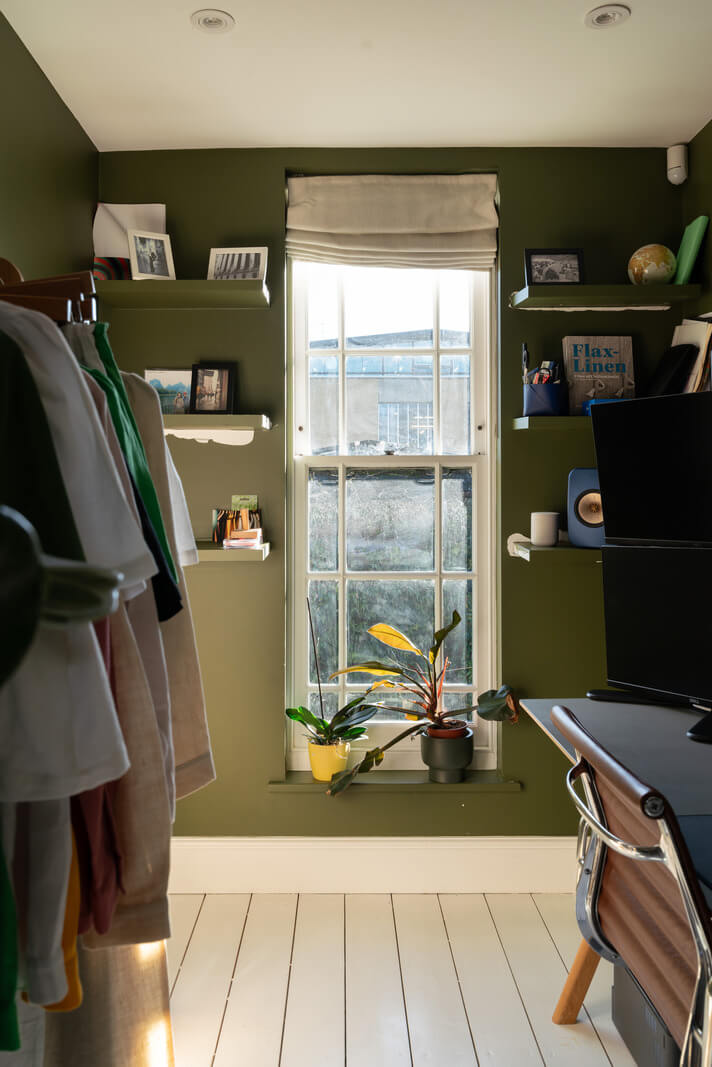 Contemporary Interiors and Preserved Details in an Early Victorian House 16 green wardrobe room